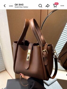 Structured Pebbled Shoulder Bag in Brown
